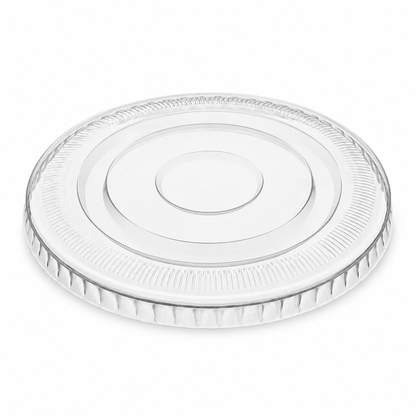 Rise Up 32 oz Clear PET Flat Lid without Straw Slot - 500/Case