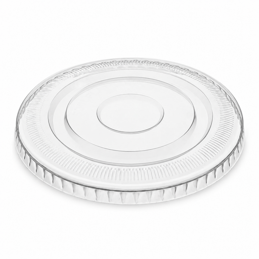 Rise Up 32 oz Clear PET Flat Lid without Straw Slot - 500/Case
