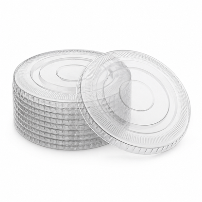 Rise Up 32 oz Clear PET Flat Lid without Straw Slot - 500/Case