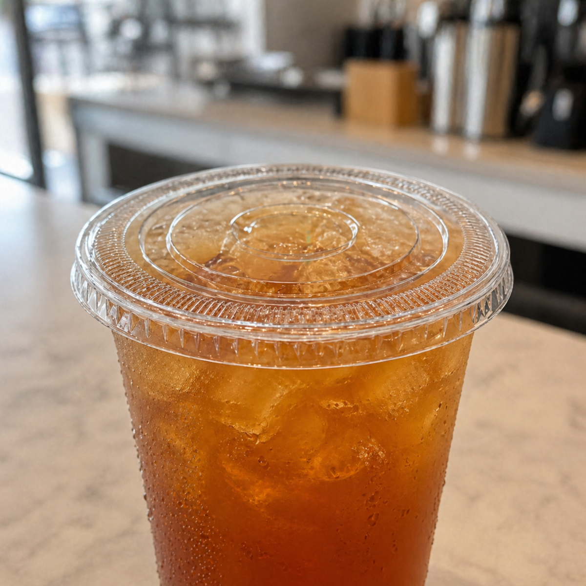 Rise Up 32 oz Clear PET Flat Lid without Straw Slot - 500/Case