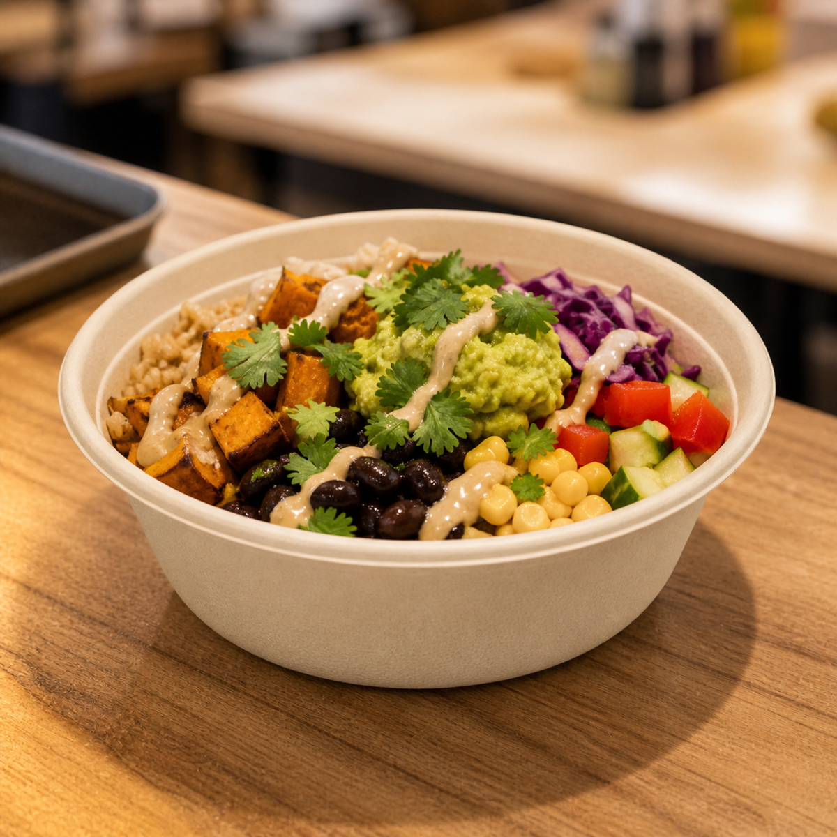 Rise Up 32 oz Natural Bagasse Bowl - 500/Case