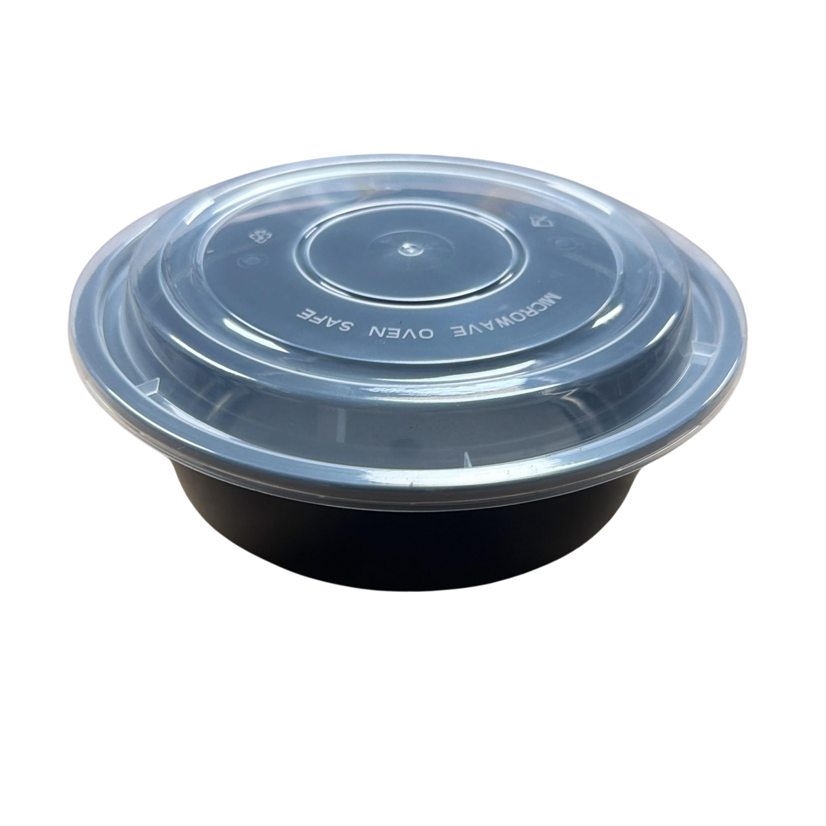 32 oz Black PP Round Food Container with Clear Lid - 150/Case
