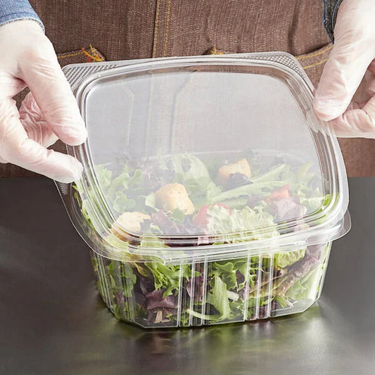 32oz. Clear PET Deli Hinged Container - 200/Case