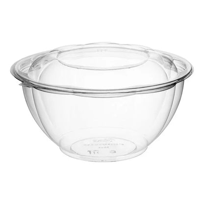 32oz. Clear Plastic Salad Bowl with Lid - 150/Case