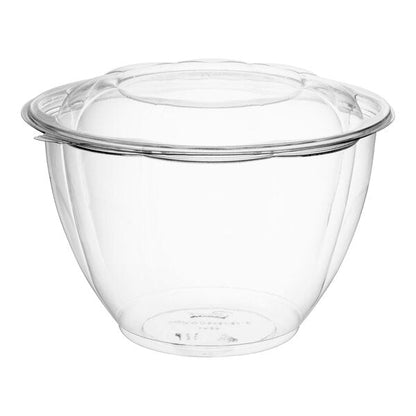 48oz. Clear Plastic Salad Bowl with Lid - 150/Case