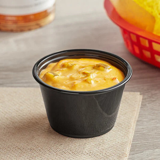 4oz. Black Plastic Souffle Cup / Portion Cup - 2,500/Case