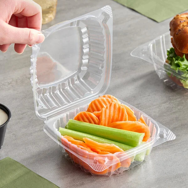 Clear Hinged Lid Plastic Container 5" x 5" x 3" - 500/Case