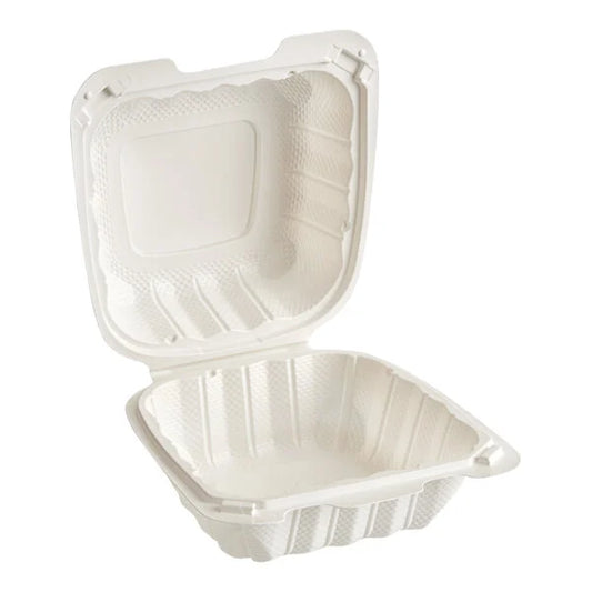 6x6 PP Hinged Container 225 White - 150/Case