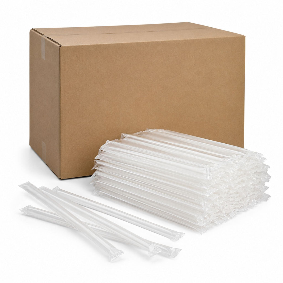 7 3/4" Clear Giant Wrapped Straws - 2,000/Case