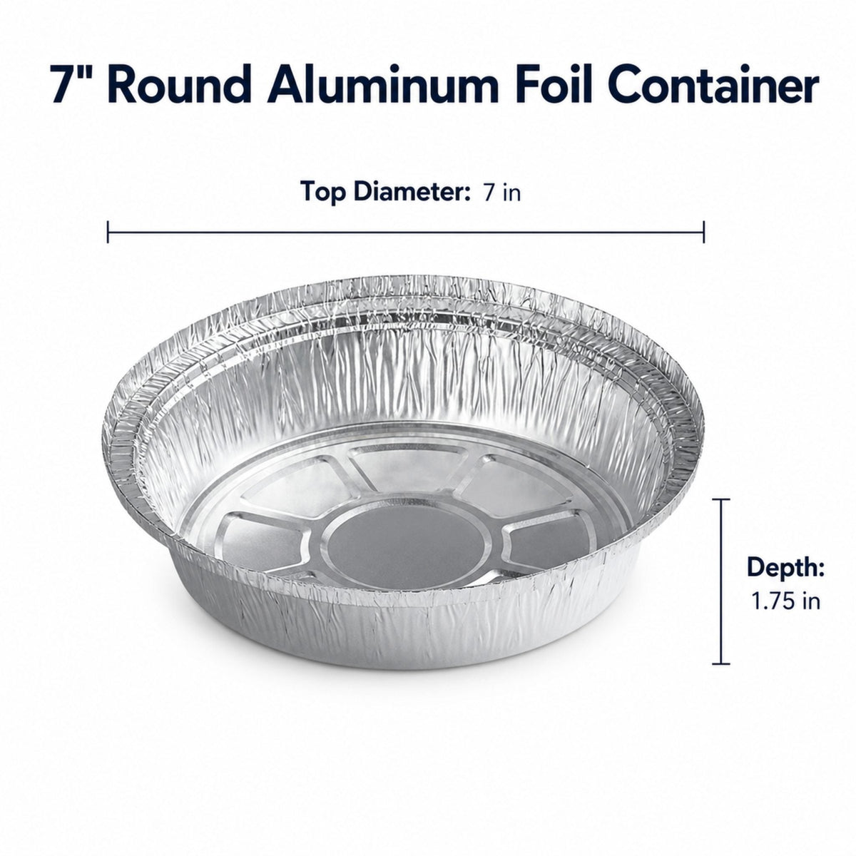7" Round Heavy Duty Aluminum Foil Container - 500/Case