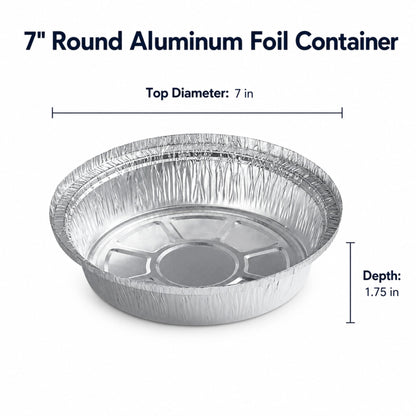 7" Round Heavy Duty Aluminum Foil Container - 500/Case