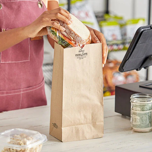 Imported 8 lb Natural Kraft Paper Bag - 500/Pack