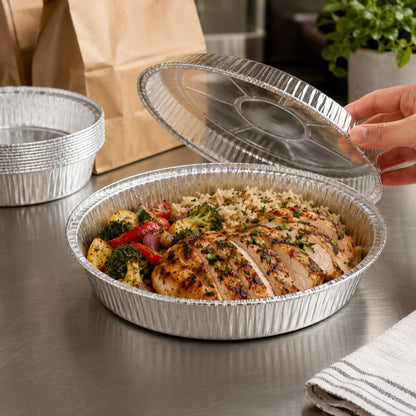 8" Round Heavy Duty Aluminum Foil Container - 500/Case