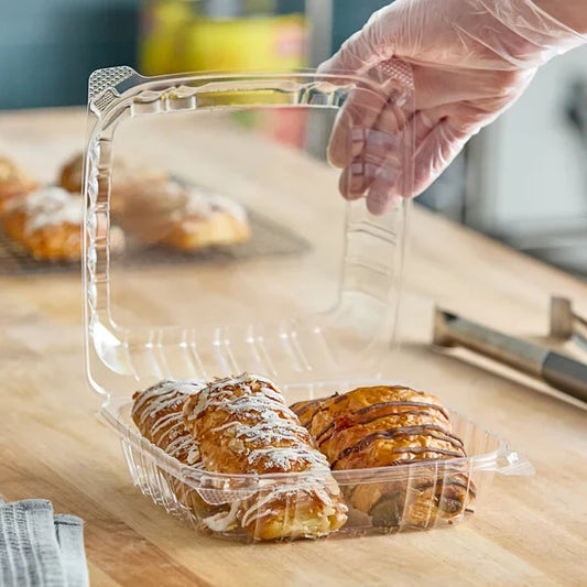 Clear Hinged Lid Plastic Container 6" x 6" x 3" - 500/Case