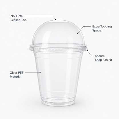 Rise Up 9/12 oz Clear PET Dome Lid with No Hole - 1000/Case