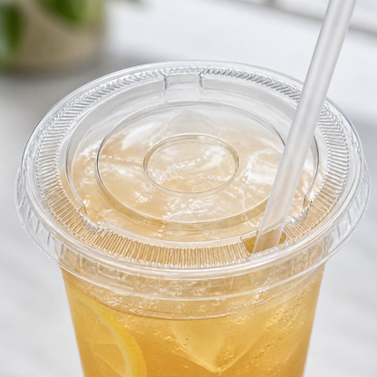 Rise Up 9/12 oz Clear PET Flat Lid with Straw Slot - 1000/Case