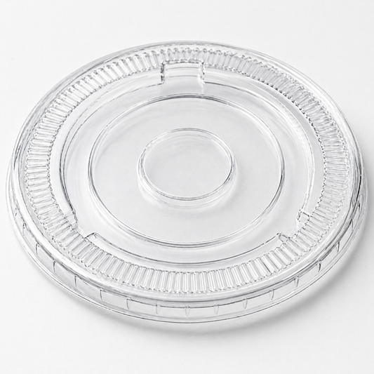 Rise Up 9/12 oz Clear PET Flat Lid without Straw Slot - 1000/Case