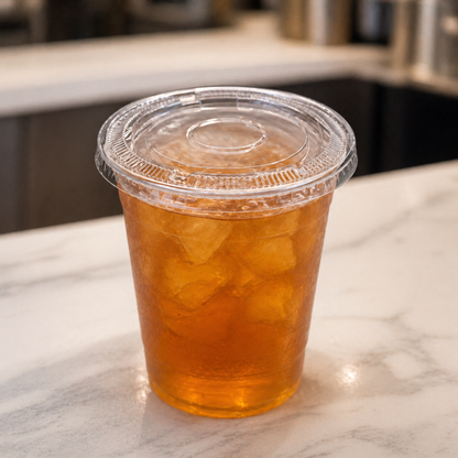 Rise Up 9/12 oz Clear PET Flat Lid without Straw Slot - 1000/Case