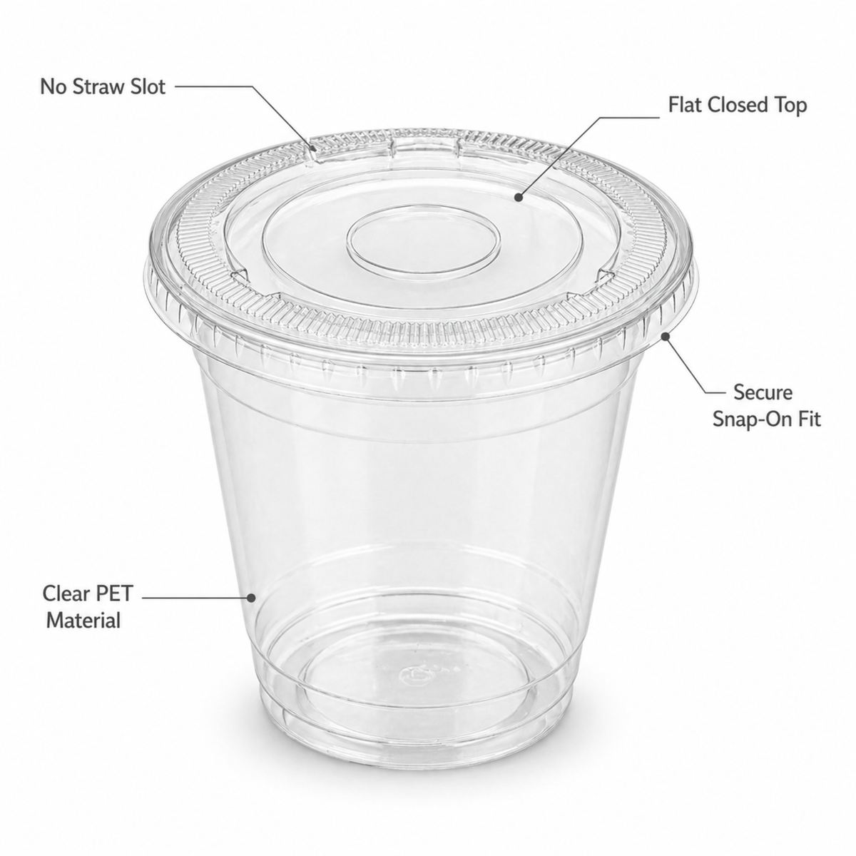 Rise Up 9/12 oz Clear PET Flat Lid without Straw Slot - 1000/Case