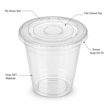 Rise Up 9/12 oz Clear PET Flat Lid without Straw Slot - 1000/Case