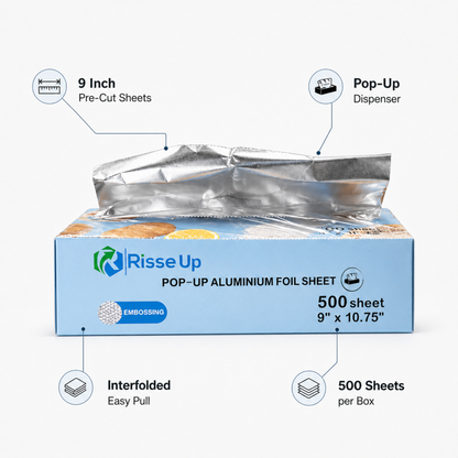 Rise Up 9" x 10 3/4" Interfolded Pop-Up Aluminum Foil Sheets - 3000/Case