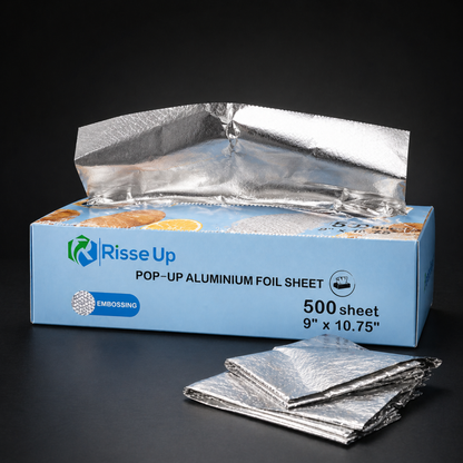 Rise Up 9" x 10 3/4" Interfolded Pop-Up Aluminum Foil Sheets - 3000/Case