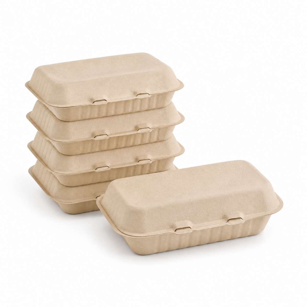 Rise Up 9" x 6" Natural Bagasse Take-Out Container - 250/Case