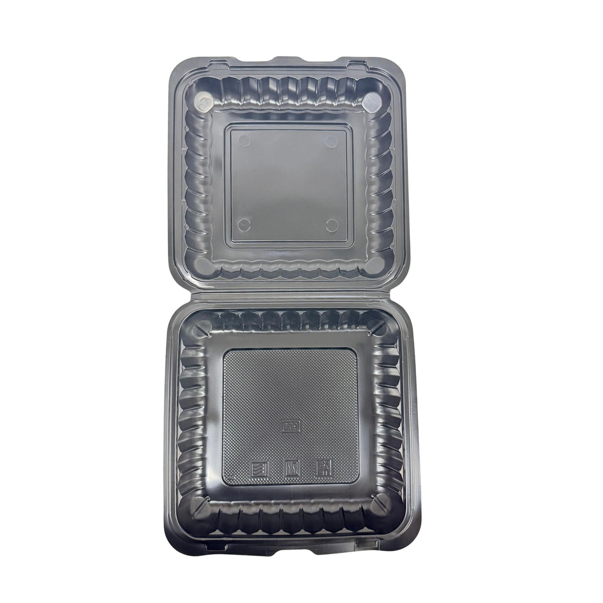 Black Hinged Container (Mineral-Filled Polypropylene) 1 Compartment 8x8