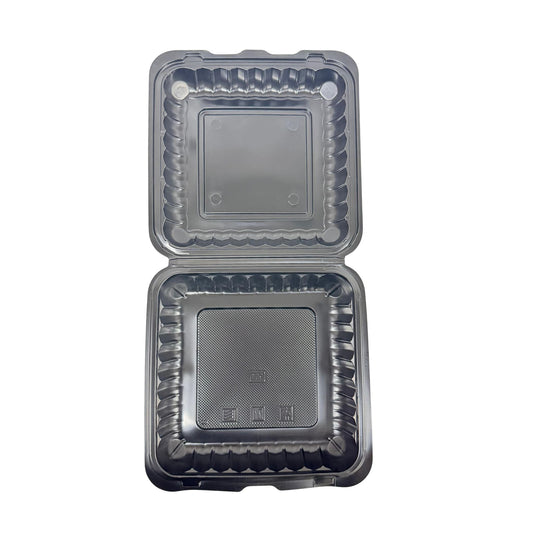 Black Hinged Container (Mineral-Filled Polypropylene) 1 Compartment 8x8