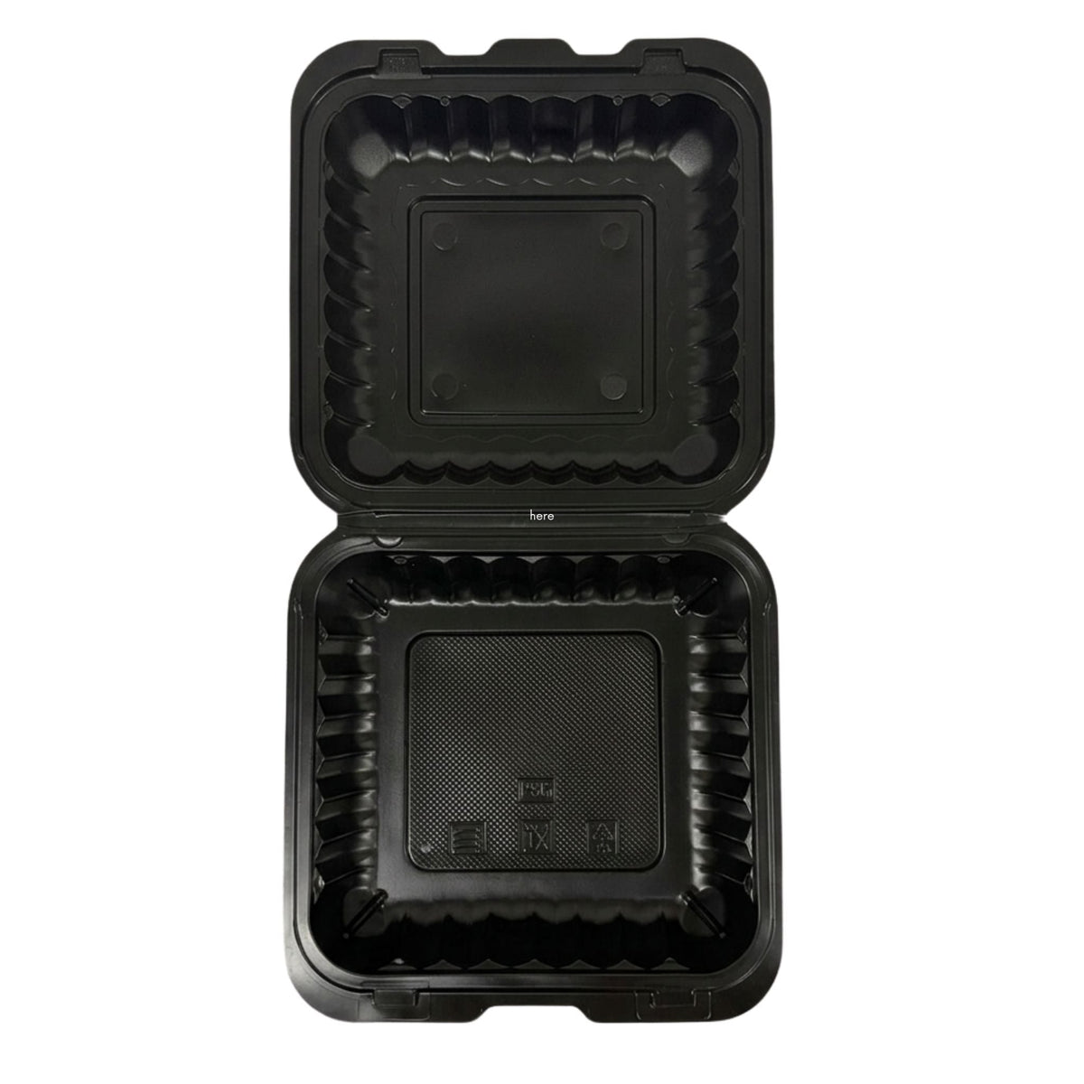 Black Hinged Container (Mineral-Filled Polypropylene) 1 Compartment 9x9