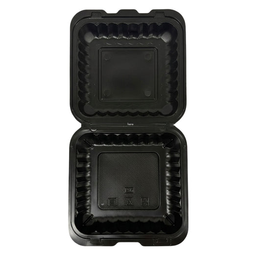 Black Hinged Container (Mineral-Filled Polypropylene) 1 Compartment 9x9