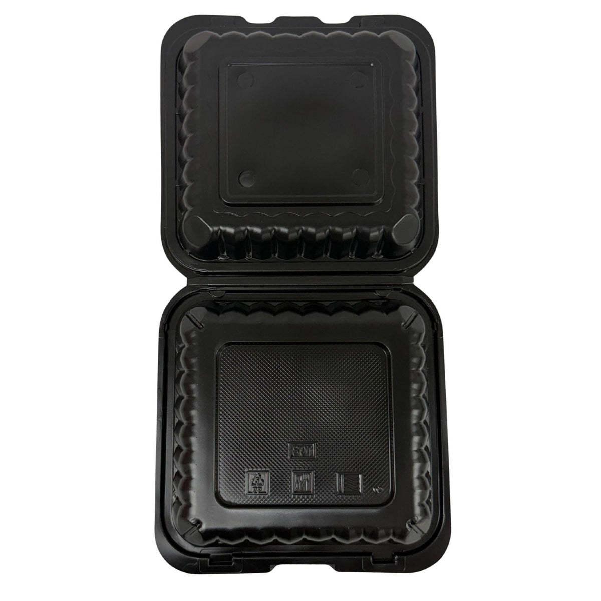 Black Hinged Container (Mineral-Filled Polypropylene) 1 Compartment 9x9