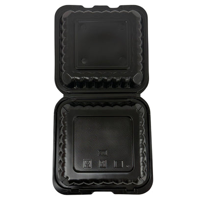 Black Hinged Container (Mineral-Filled Polypropylene) 1 Compartment 9x9
