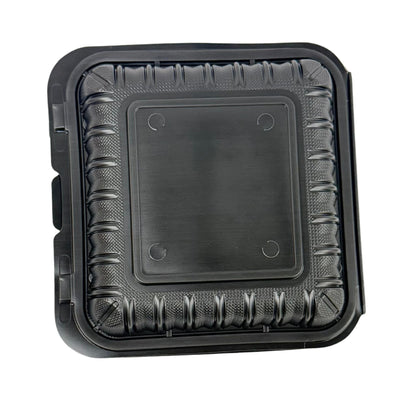 Black Hinged Container (Mineral-Filled Polypropylene) 1 Compartment 9x9