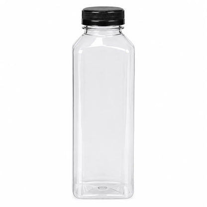 32 oz Clear PET Juice Bottle with Lid - 50/Case