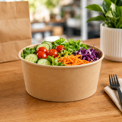 33 oz Round Kraft Food Container - 300/Case