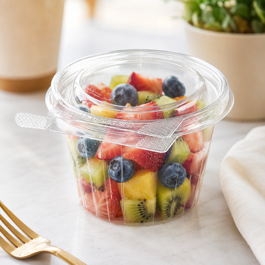 8 oz. Desert Cup, Safe-T-Fresh Tamper Evident Grab and Go Cup with Lid - 272/Case