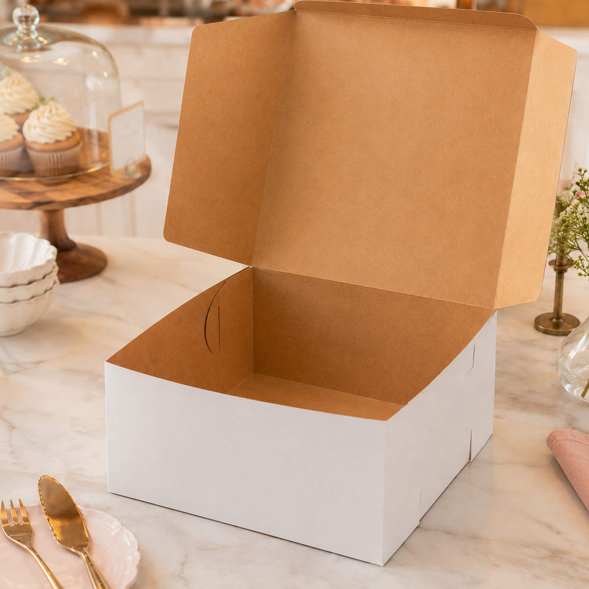 12" x 12" x 5.5" White Cake / Bakery Box - 100/Case