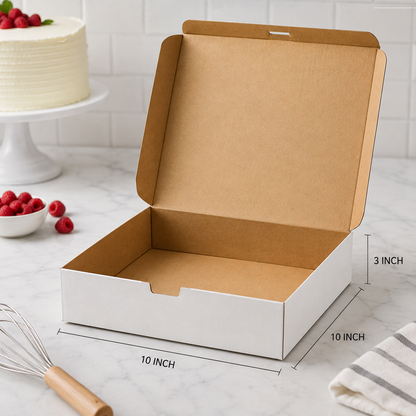 10" x 10" x 3" White Cake / Bakery Box - 200/Case