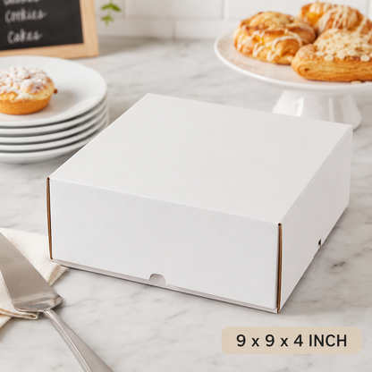 9" x 9" x 4" White Customizable Cake / Bakery Box - 200/Case