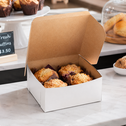 8" x 8" x 4" White Customizable Cake / Bakery Box - 250/Case