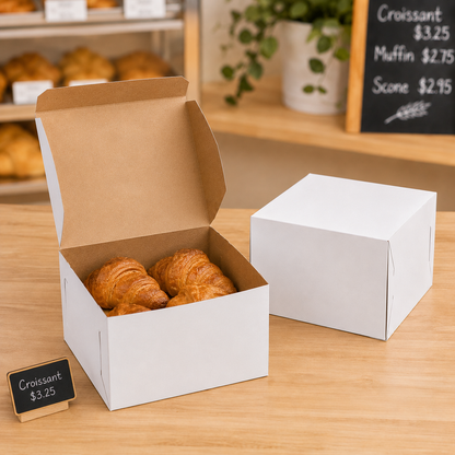 8" x 8" x 6" White Customizable Cake / Bakery Box - 100/Case