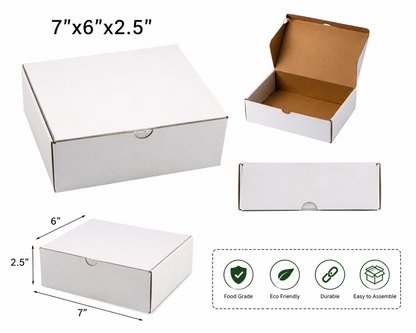 7" x 6" x 2.5" White Customizable Cake / Bakery Box - 250/Case