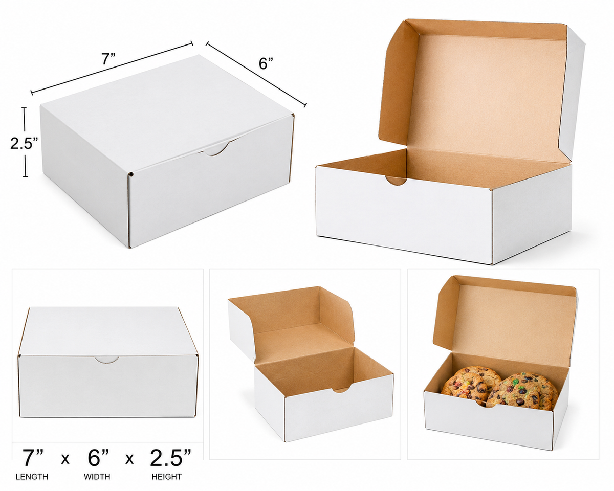 7" x 6" x 2.5" White Customizable Cake / Bakery Box - 250/Case