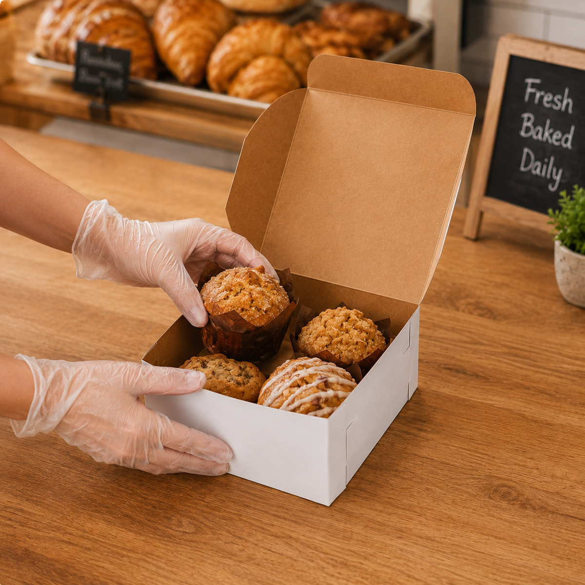 7" x 7" x 3" White Cake / Bakery Box - 250/Case