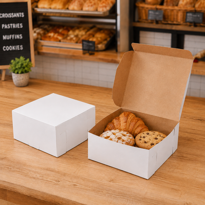 7" x 7" x 3" White Cake / Bakery Box - 250/Case