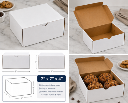 7" x 7" x 4" White Cake / Bakery Box - 250/Case