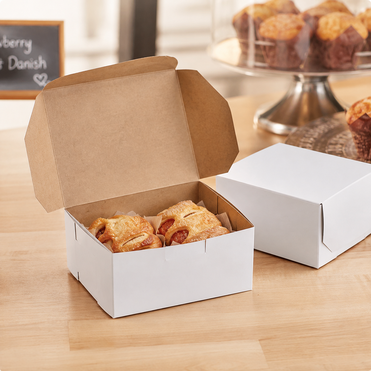 6" x 6" x 4" White Customizable Cake / Bakery Box - 250/Case