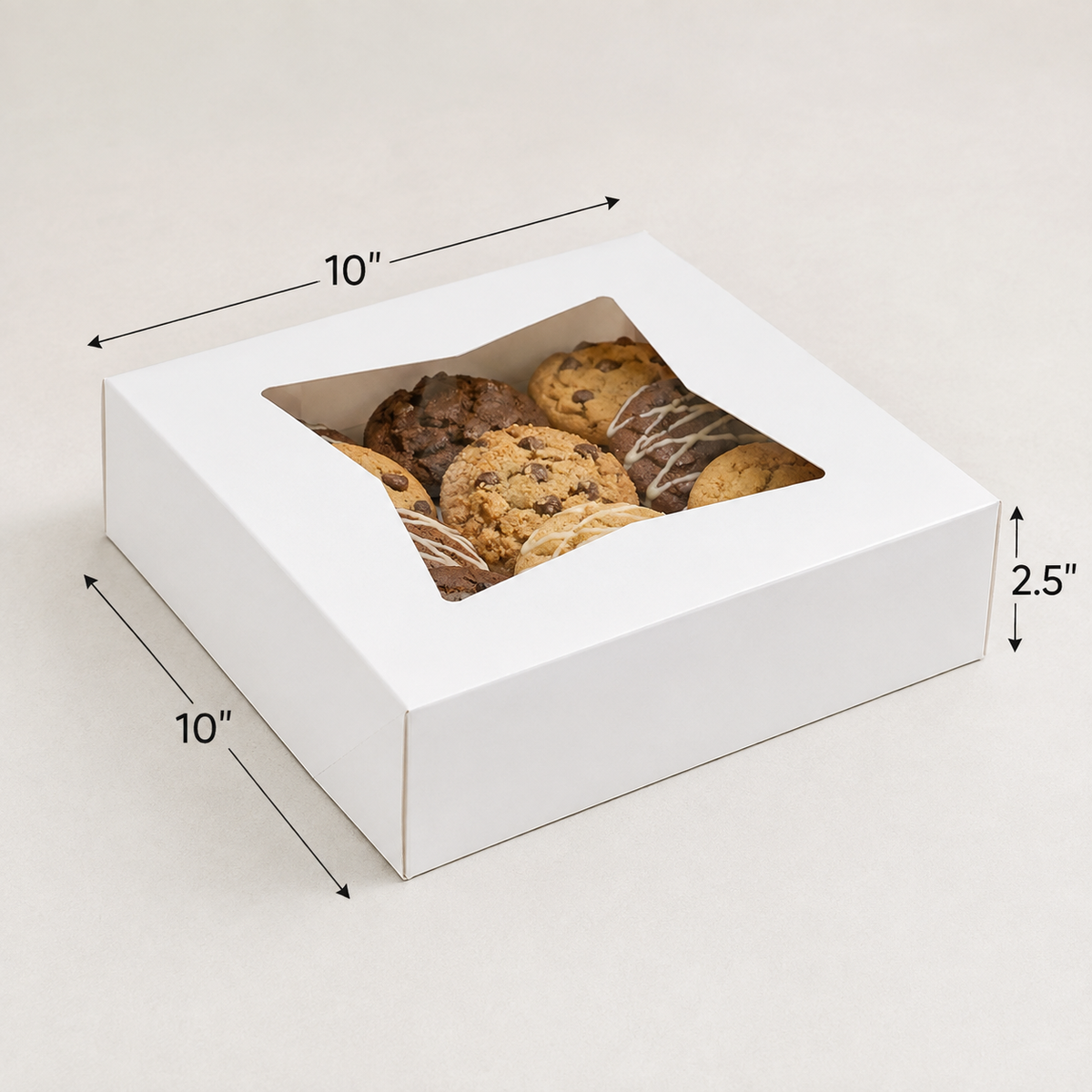10" x 10" x 2 1/2" White Window Pie / Bakery Box / Cake Box - 200/Case