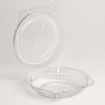 6" Clear Hinged Clamshell Pie Container with Low Dome Lid (Shallow) - 350/Case